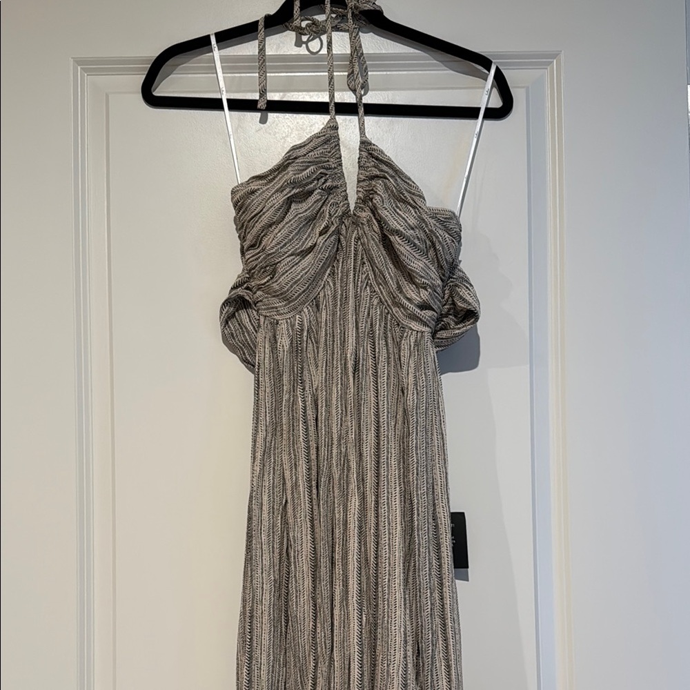 Elegant Gray Halter Dress